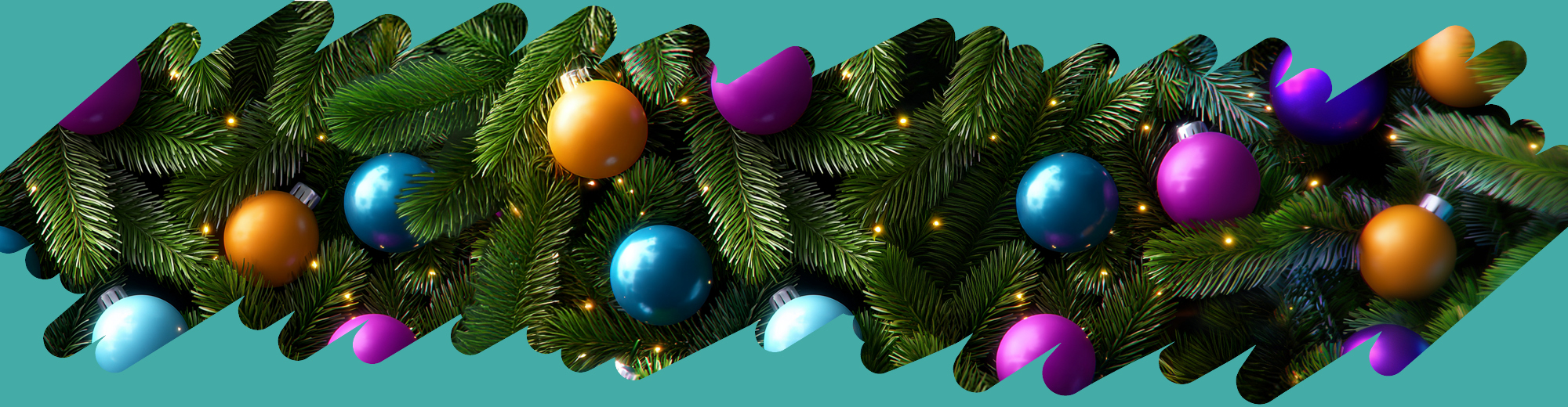 Ein Bild mit vielen bunten Christbaumkugeln auf Tannenzweigen