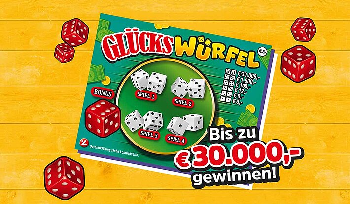 Abbildung des Rubbelloses Glückswürfel.
