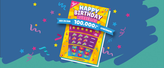 Rubbellos Happy Birthday - Abbildung des Rubbelloses