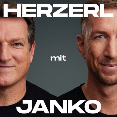 Die Fußball-Legenden Andreas Herzog und Mark Janko jeweils mit dem halben Gesicht am Cover ihres neuen Podcasts