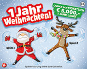 Rubbellos 1 Jahr Weihnachten - 5.000 Euro monatlich gewinnen